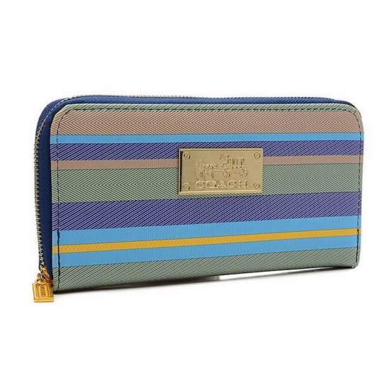 Coach Poppy Striped Large Blue Multi Wallets EVF | Coach Outlet Canada